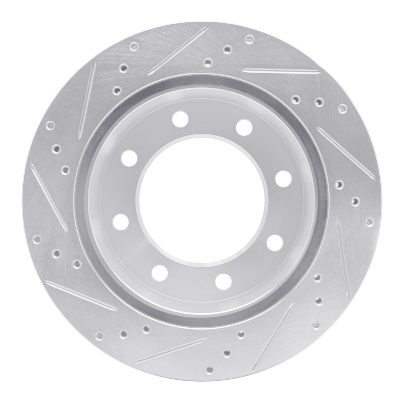 Ford F-250 Brake Rotor (1) - Rear Right - R1 Concepts - Drilled & Slotted - Silver - `99-`05